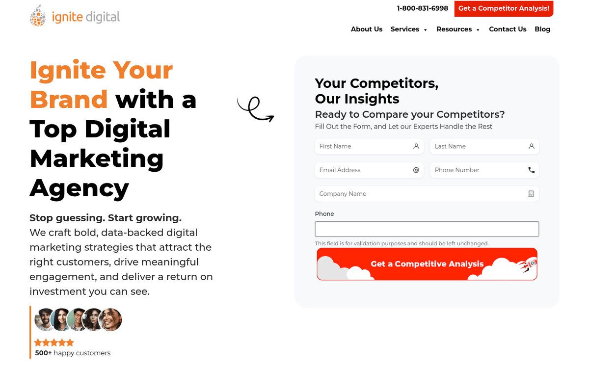 Ignite Digital enterprise SEO agency homepage