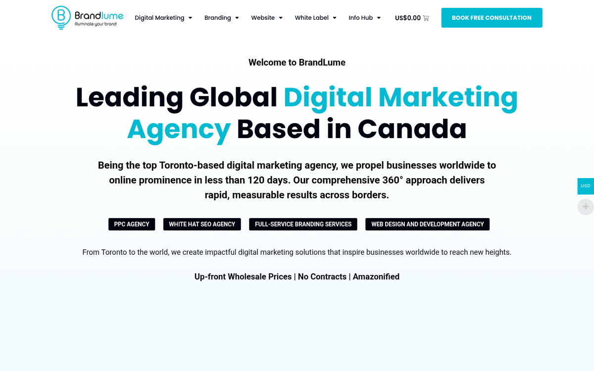 BrandLume flat-rate SEO services e-commerce storefront