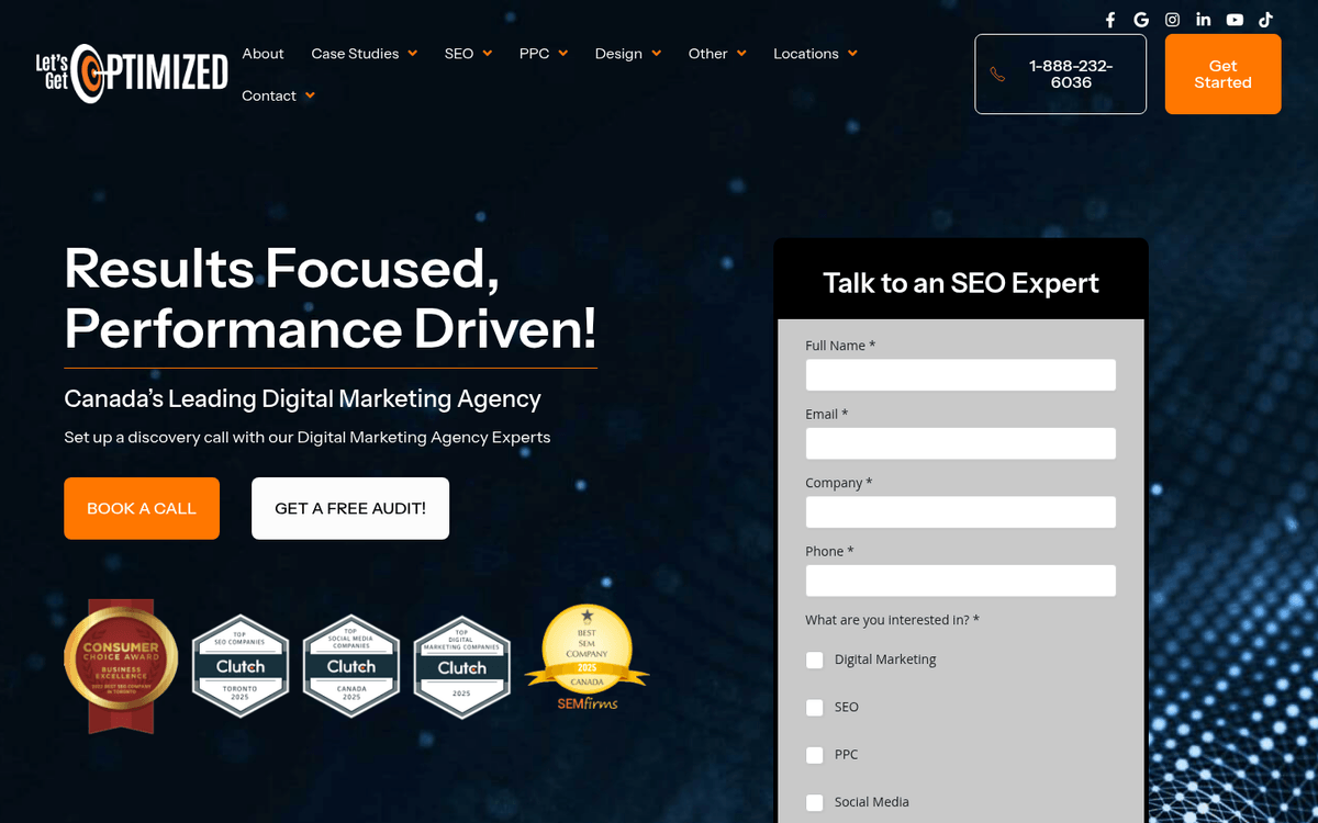 Let's Get Optimized local SEO agency homepage