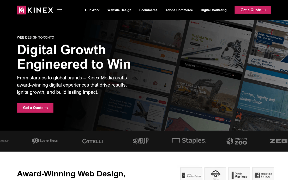 Kinex Media e-commerce development and SEO homepage